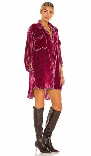 NWT $198 FREE PEOPLE LUX VELVET SHIRT 