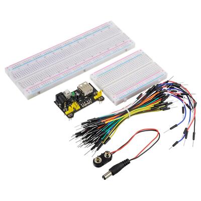 Breadboard Kit mit Netzteilmodul, Starthilfekabeln, Batterieclip, 830 und 400