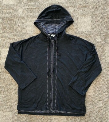 Max Studio Full Zip Hoodie Sweater Jacket Cardigan Black $98 Women's Small