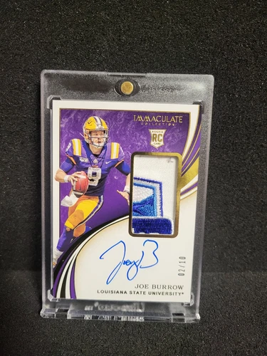2020 Immaculate Joe Burrow Premium Rookie Patch Auto Bowl Logo /10 SSSP