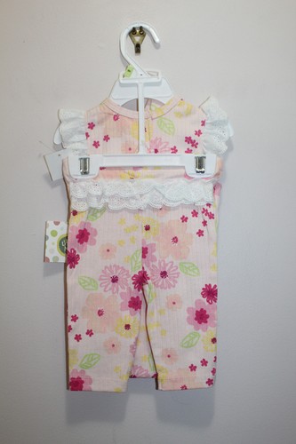 LITTLE ME BABY GIRLS OUTFIT 3PCS BODYSUIT PANTS & HEADBAND FLORAL PINK SIZE 3M - 第 2/3 張圖片