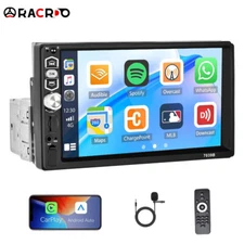 7" Single 1Din Touch Screen Car Stereo Radio For Apple/Android CarPlay Bluetooth