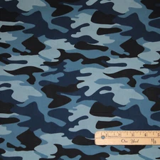 Nobody Fights Alone Camo Camouflage Medical Cotton Fabric  1/2 Yard  #10420 Blue