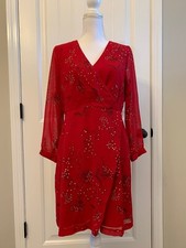 New Madewell Hazelwood Wrap Front Mini Dress Windswept Floral Cranberry 10 K6049