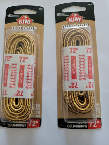 2 Packs Kiwi Outdoor Shoe Laces Round Gold/Brown 72" 183 cm 9+ Eyelets - 4606