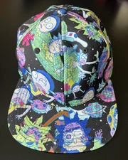 Rick and Morty Snapback Hat All Over Print Adult Swim Cartoon Cap Monsters Space