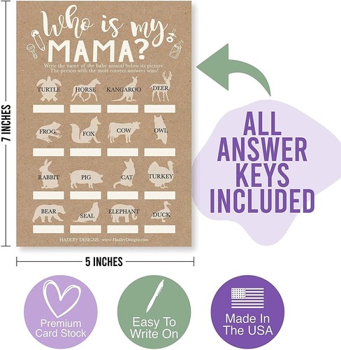 50 Rustic Baby Shower Games Gender Neutral - 4 Games Double Sided, Who Knows... - Picture 6 of 9