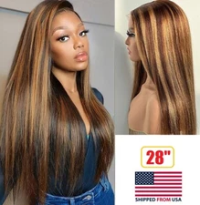 Highlight Ombre Lace Front Wig 28inch Brazilian Ombre Brown Honey Blonde Wigs