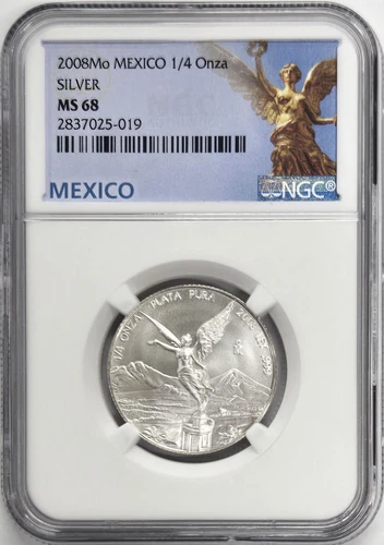 2008 Mexico Libertad 1/4 oz. Silver Coin - NGC MS68