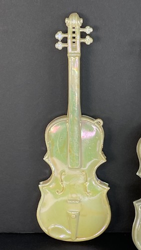 Set of 8 VTG Opalescent Acrylic Christmas Ornaments Harps & Violins 7-8" - Picture 14 of 20
