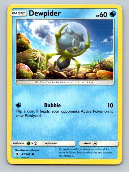 2017 Pokemon Card Sun & Moon Dewpider 45/149
