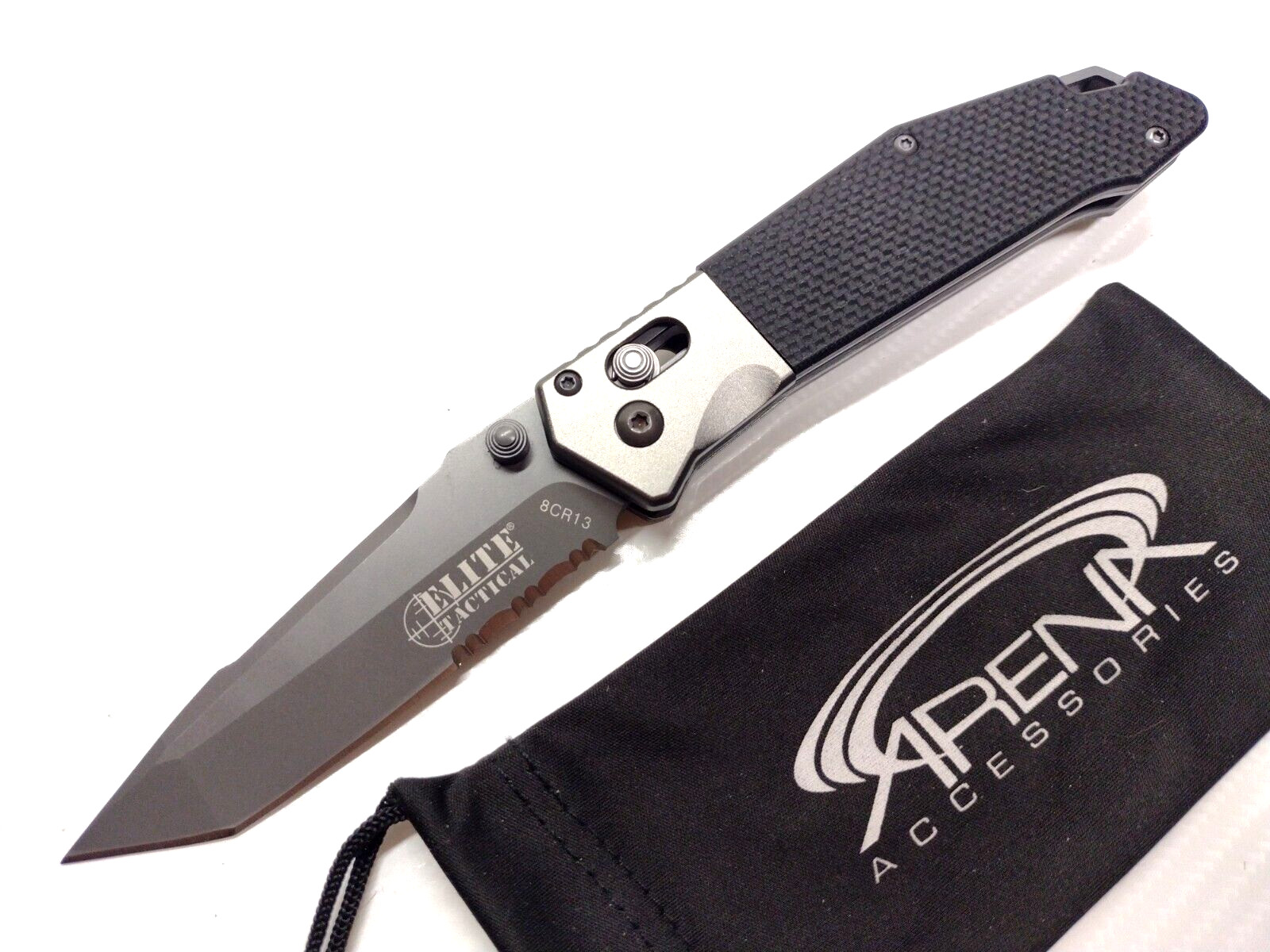 Elite Tactical Tanto Ball Bearing Pivot Manual Axis Lock Pocket Knife G10 8Cr13