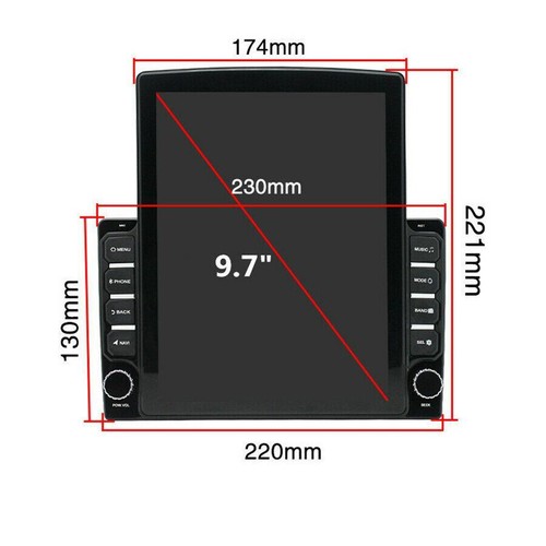 9.7 inch Android 9.1 Car Vertical In-Dash Radio Stereo GPS MP5 Player Wifi 2+32G - Imagen 9 de 13