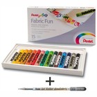PENTEL Stoffmalkreide BTS-15 PROMO-Set 5 Farben + 1 Textilstift GRATIS