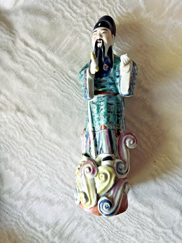 "Estatuilla China Familia Rosa Esmalte Porcelana 10"" Inmortal en las Nubes" Foto 2 de 4