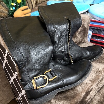 Burberry Equestrian Pebbled Leather Horse-bit BL  Boots Made In Italy 36 Sz 6/7