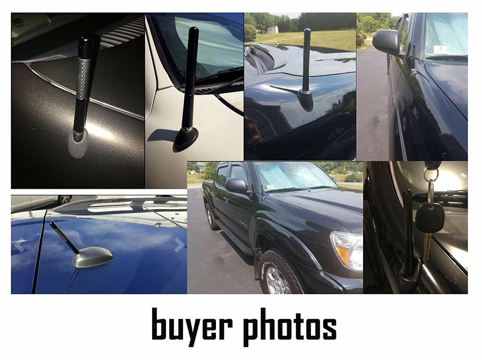 Antena de carro 2X 4,7 polegadas fibra de carbono rádio antena FM kit preto para Toyota Chevy - Imagem 3 de 4