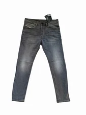 Diesel Mens Buster Slim Tapered Jeans RB061 Light Grey / Black $250 Size 33/32