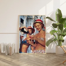 High Society Poster, Trendy Retro Prints, Chic Wall Art, Bikini Fashion Poster