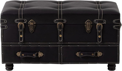 Mid-Century Vintage Upholstered Storage Bench for Hallway & Bedroom, Black