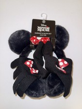Disney Minnie Mouse Earmuffs  Gloves Set Adult Black Red Polka Dot Winter NEW