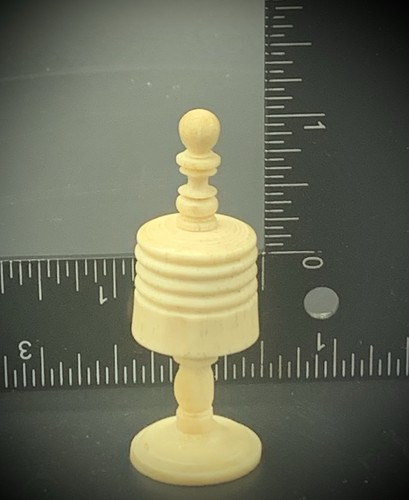 Antique 19th C. Barleycorn Bone Chess Piece Replacement - Natural White King - Picture 5 of 5