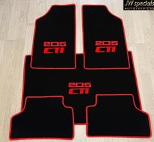 Autoteppich Kofferraummatte Set für Peugeot 205 CTi schwarz rot Velours 5teilig