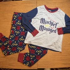 Harry Potter 2 Piece Pajama Set Mischief Managed Top Bottoms Youth Boys Size L