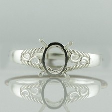925 Sterling Silver 6x8mm Oval Semi Mount Solitaire Ring For Wedding Ring