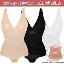 Women Compression Tummy Control Shapewear Bodysuit V-Neck Shaper Underwear Tank