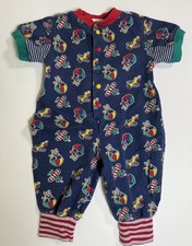 Vintage Gymboree Romper Coverall Plane Teddy Bear Parachute Colorful 90s Newborn