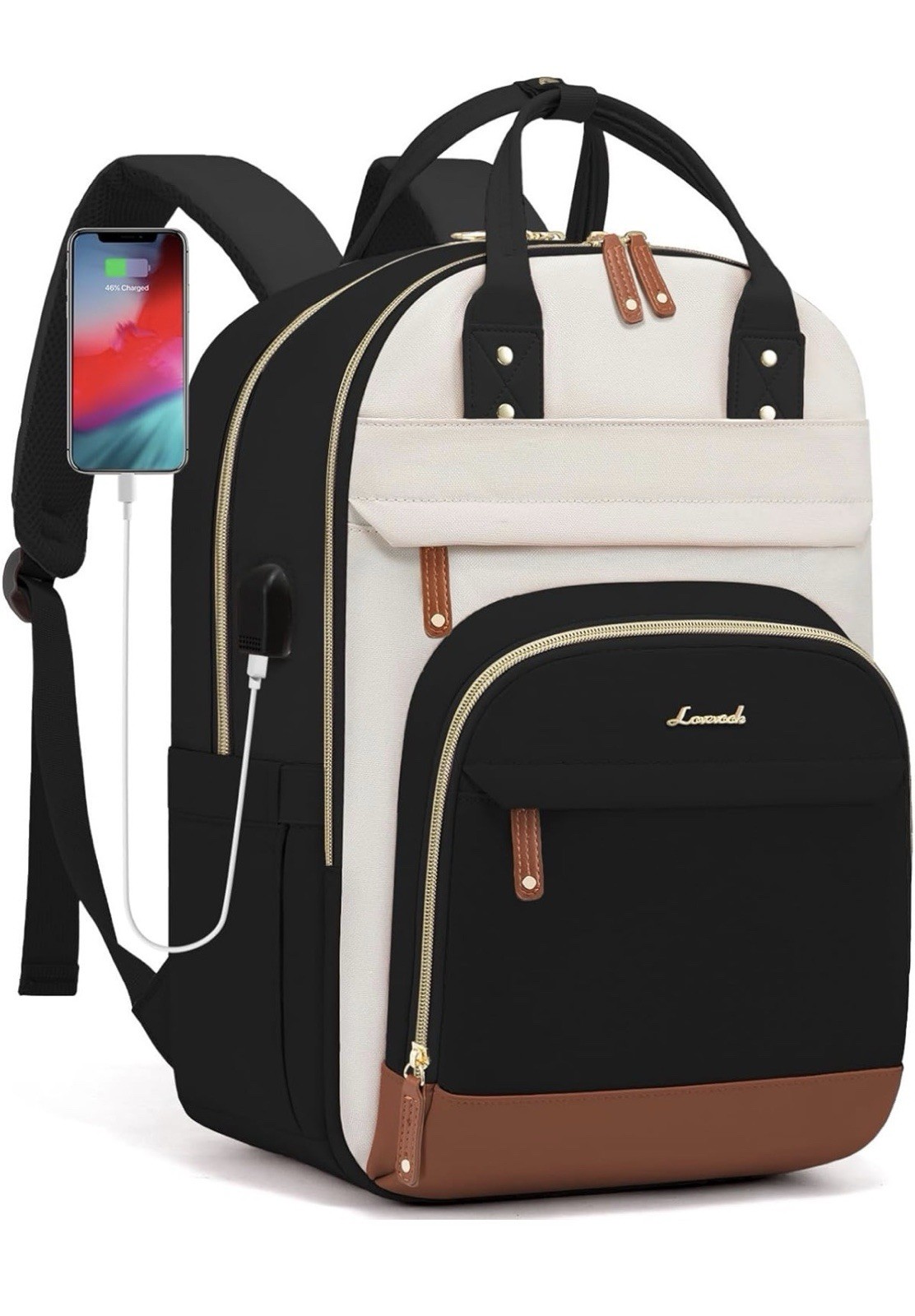 W/ Built-in Usb Port, Black/white/brown