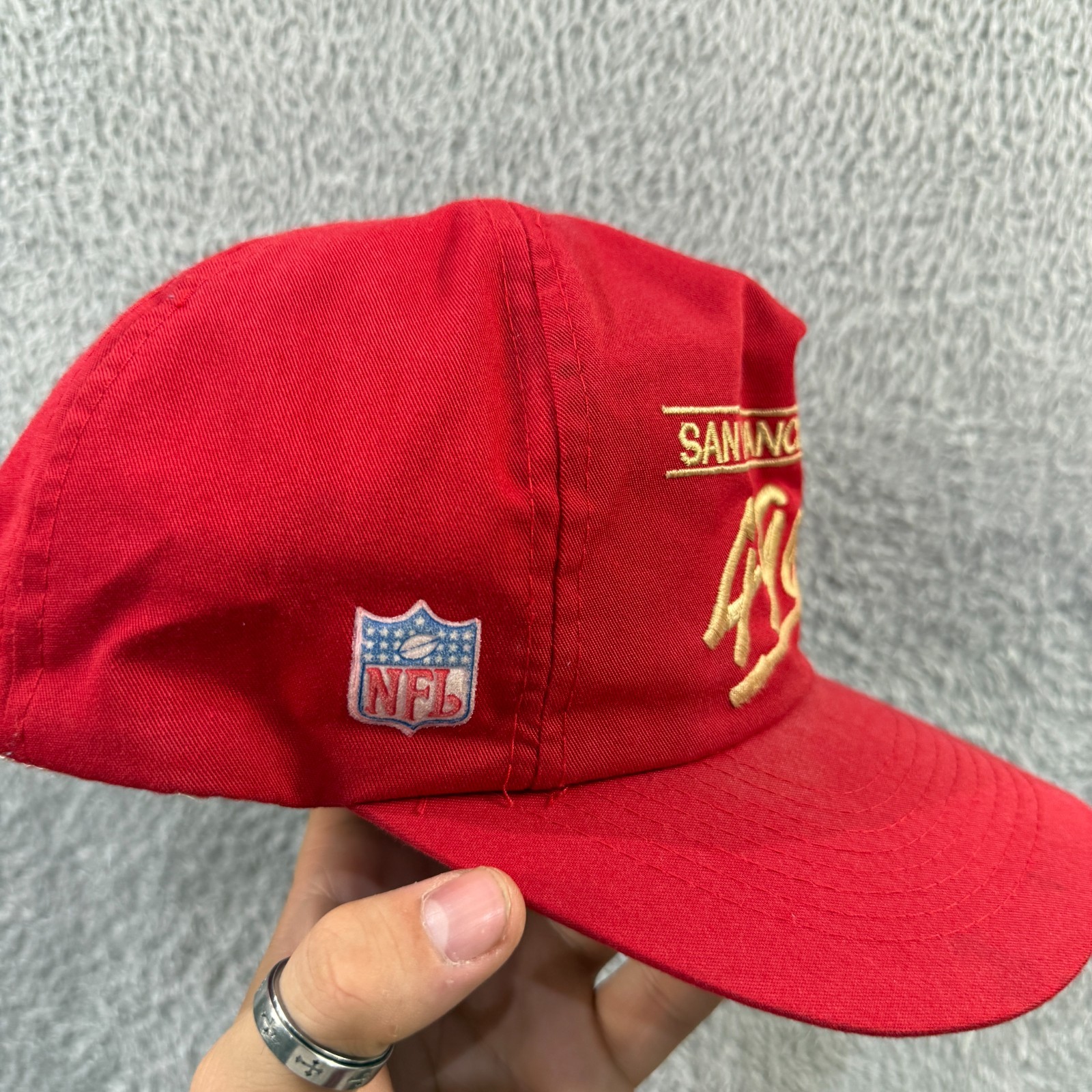 Vintage San Francisco 49ers 1992 NFL Red Adjustable Snapback Cap image 5