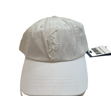 NEW POLO RALPH LAUREN Men's BIG PONY "3" Baseball Cap Sport Hat, White/White