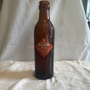 Orange Crush Brown Ribbed Embossed Soda Bottle Diamond Label Advertising