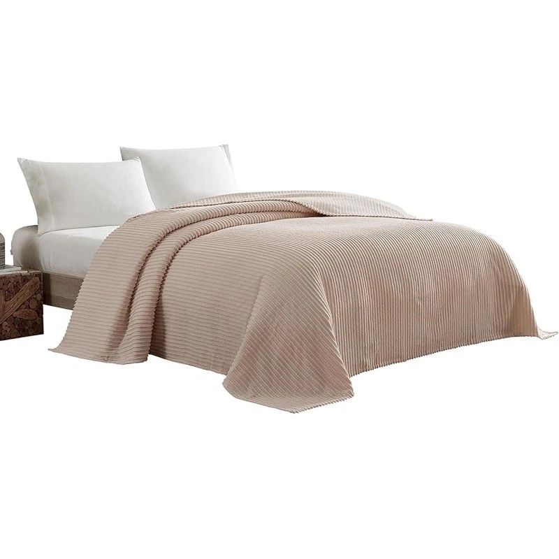 Colcha de chenilla color liso ropa de cama de algodón ligera elegante decoración de dormitorio Foto 2 de 4