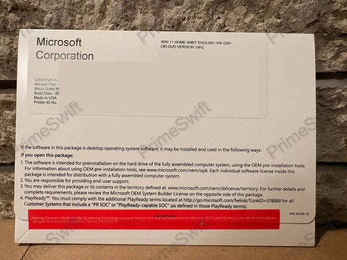 Microsoft Windows 11 Home 64 bit inglese OEM DSP DVD 24H2 KW9-00633 prezzo ebay
