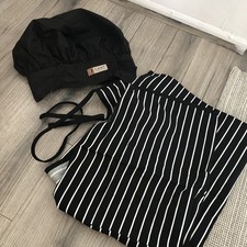 New Chef Designs Hat and Apron Kitchen Uniform Set Large Cooking Clothes