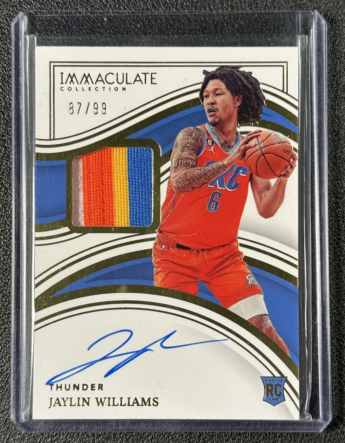 JAYLIN WILLIAMS 2022-23 PANINI IMMACULATE COLL #104 ROOKIE PATCH AUTO 87/99 RC