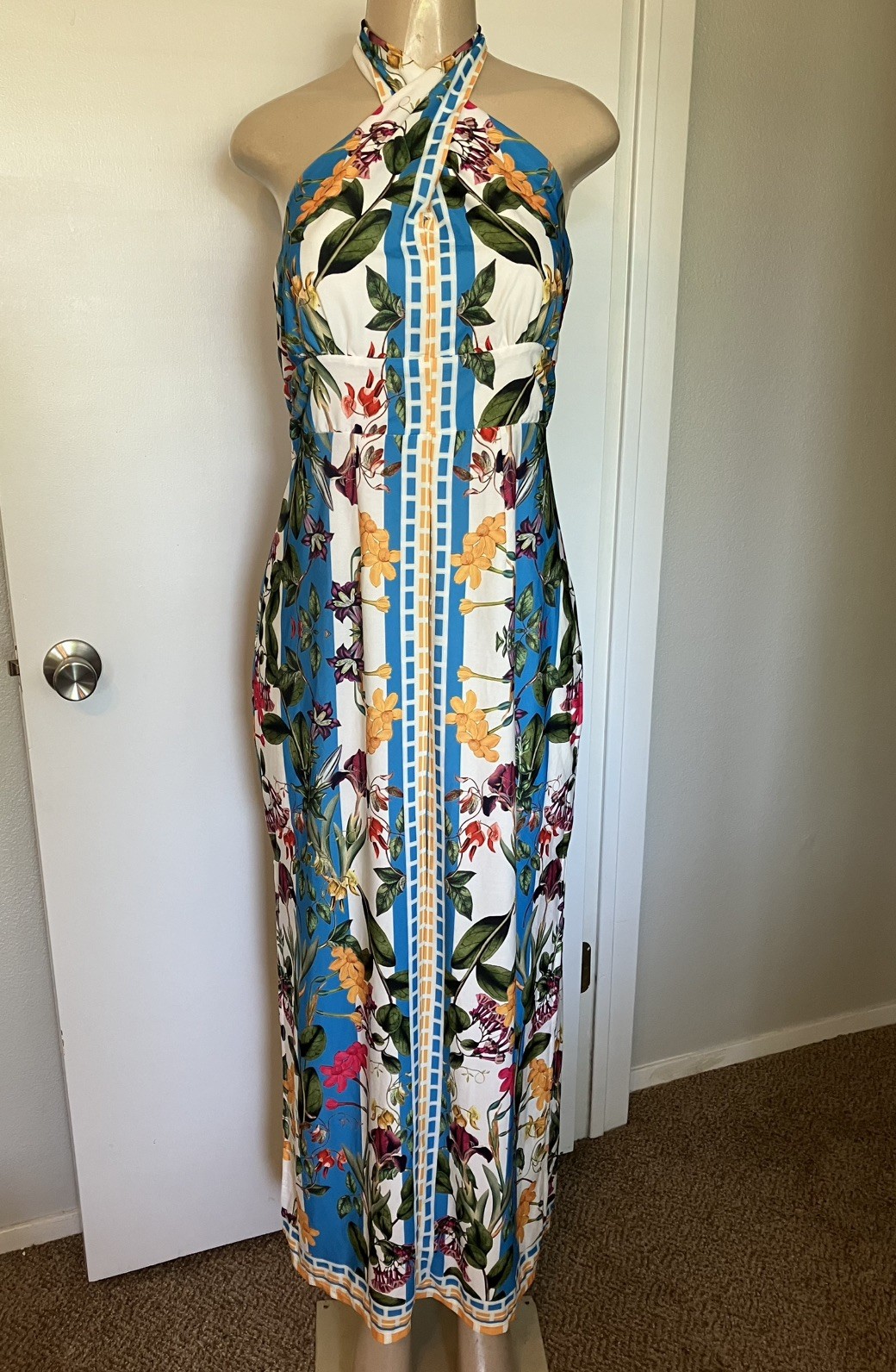Open Back Halter Spring Dress Stretch New York and Company