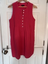 Quince Shift Mini Dress Hot Pink Cotton Gauze Sleeveless Pintuck Cotton M