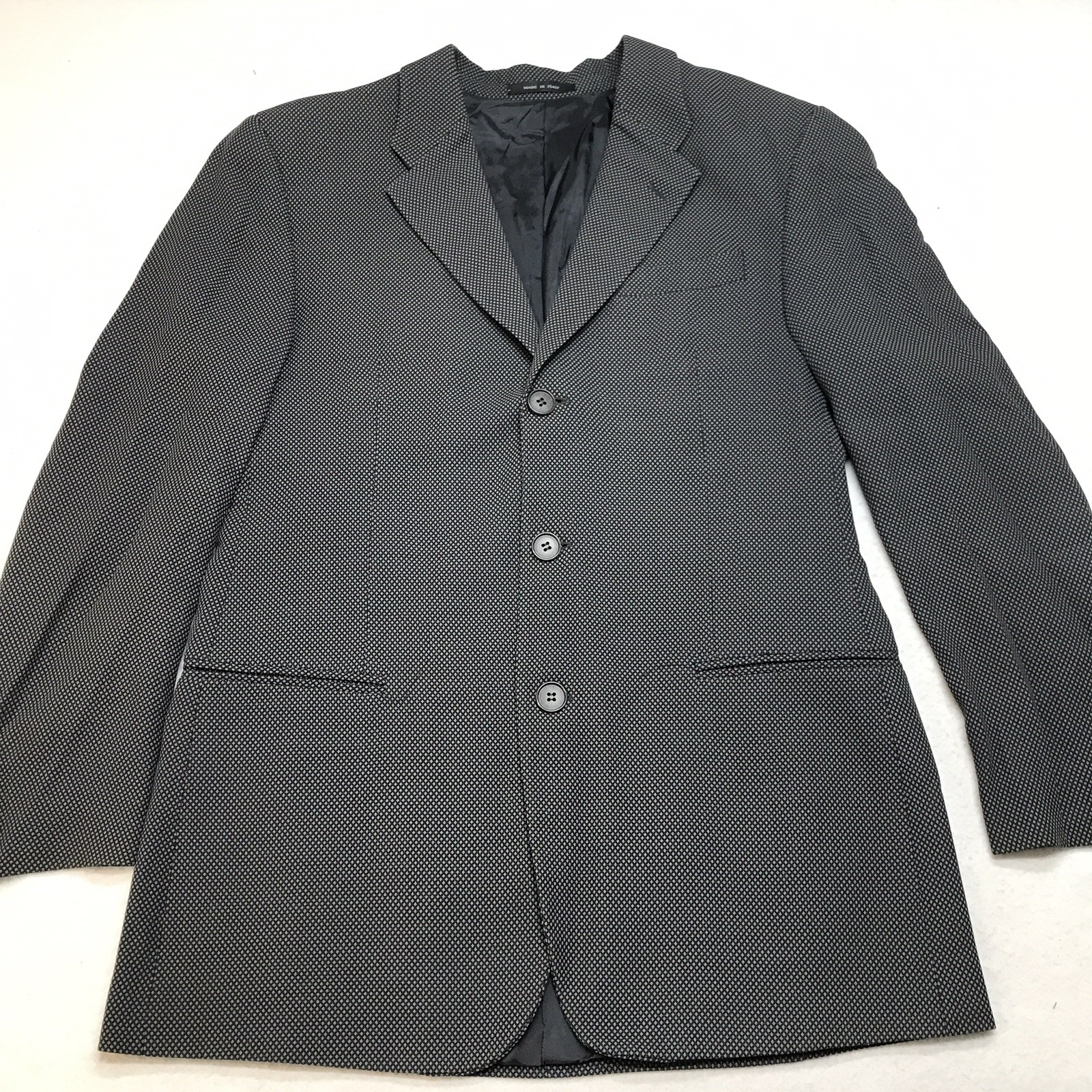 Emporio Armani, Vintage 90s EMPORIO ARMANI Blazer Men 40S Gray Dot Wool Blend ITALY Unvented