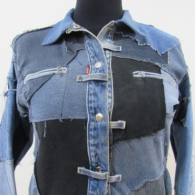Handgefertigte Damen Jeansjacke nach Maß Brustumfang 40/42 UK Größe M REF (Y00245