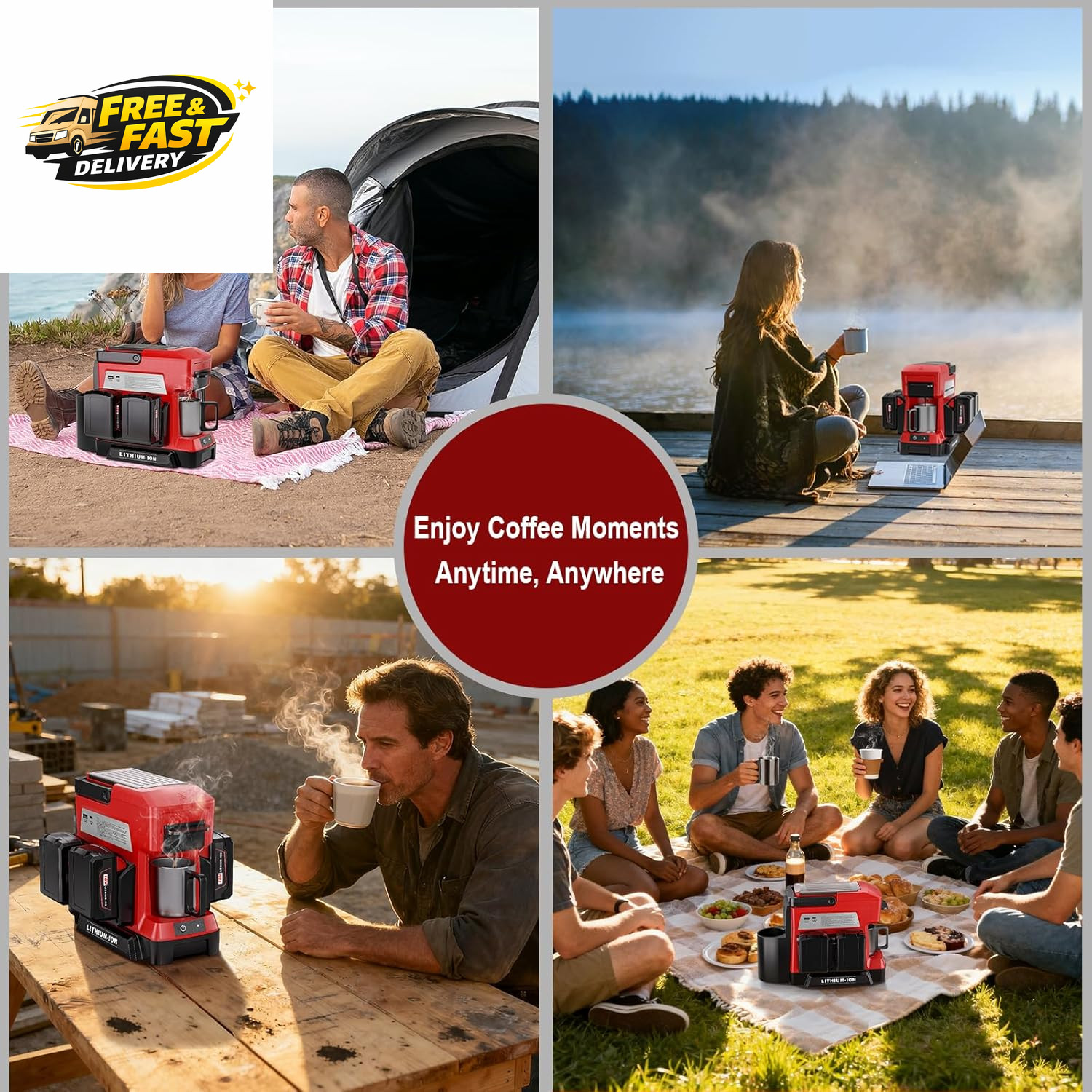 Cordless Coffee Maker for Milwaukee M18 18V Battery, Portable Drip Coffee Maker 