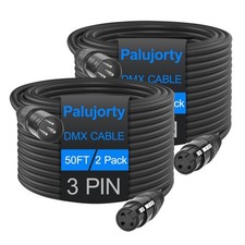 2 PCS DMX Cable 50 FT 3 Pin for DMX512 Stage DJ Lighting Fixtures Controller