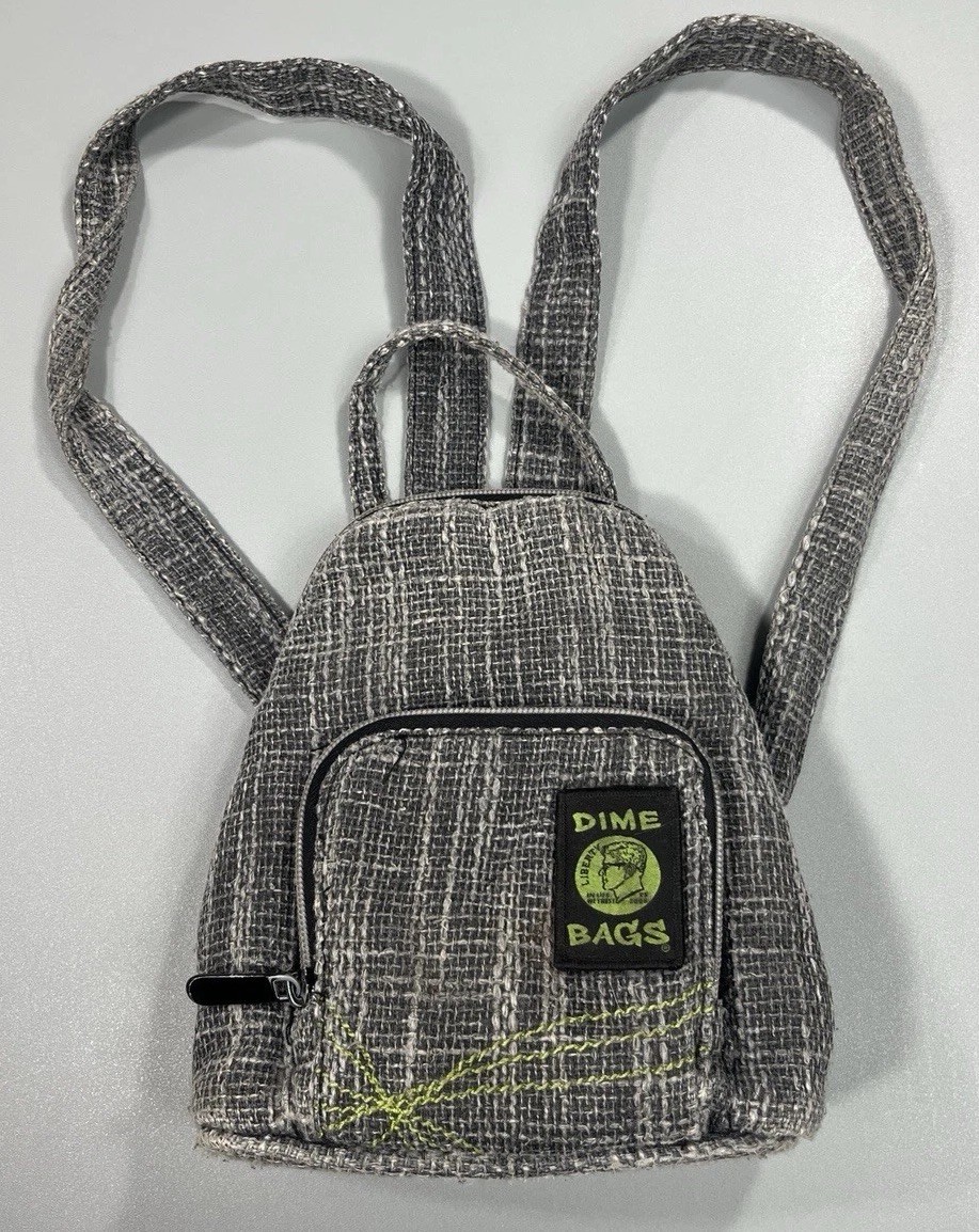 Dime Bags Festy Bound Hemp Mini Backpack Grey Smell Proof Stash Pocket Travel
