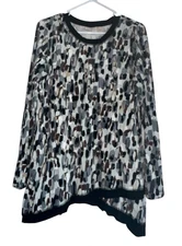 #1606 LOGO by Lori Goldstein Rayon 230 Printed Top w/ Crossover Hem Size XXS