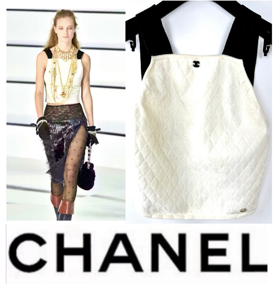 Chanel 2020 2021 White Black Top 34 36 38 2 4 6 Shirt Dress Jacket Logo XS S M L