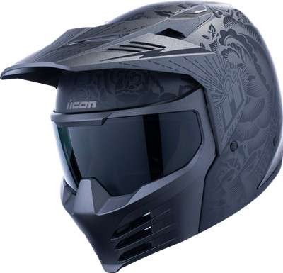 Icon Elsinore Darkgard Helmet Black XL FRP Composite Shell 0101-18342