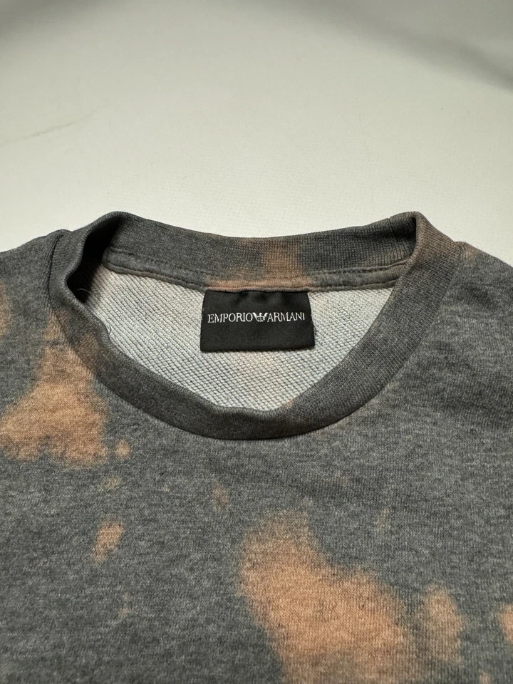 Emporio Armani Unique Tie-Dye Effect Grey & Orange Crewneck Sweatshirt Jumper - Изображение 4 из 4